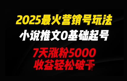 2025最火营销号玩法：小说推文0基础起号，7天涨粉5000，收益轻松破k-冒泡网