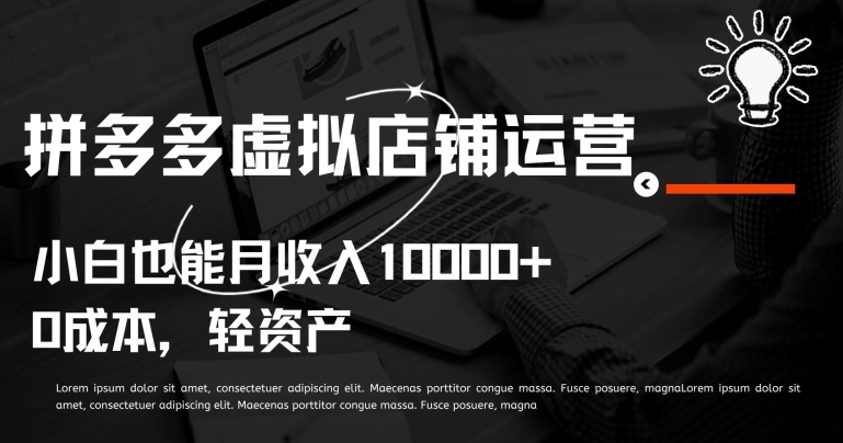 拼多多虚拟店铺运营小白也能月收入10000+【揭秘】-冒泡网