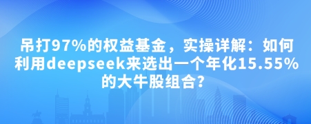 付费文章:吊打97%的权益基金,实操详解:如何利用deepseek来选出一个年化15.55%的大牛股组合?-冒泡网