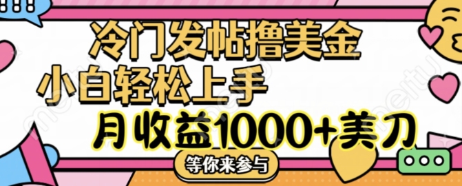 冷门发帖撸美金项目，月收益1000+美金，简单无脑，干就完了【揭秘】-冒泡网