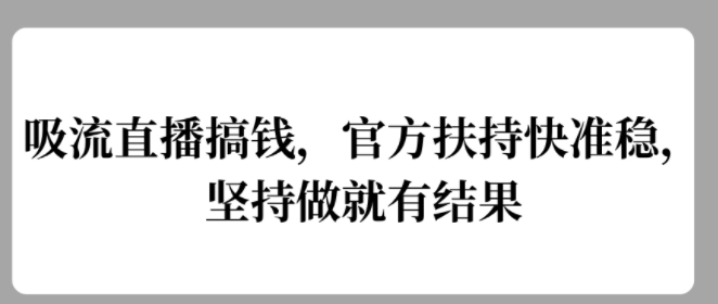 吸流直播搞钱,官方扶持快准稳,坚持做就有结果-冒泡网