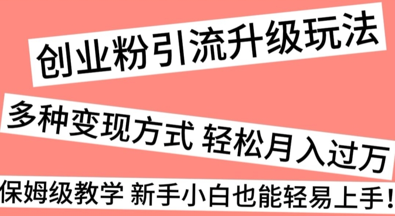 创业粉引流升级玩法,多种变现方式轻松月入过万,保姆级教学新手小白也能轻易上手!-冒泡网