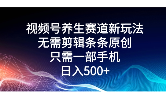 视频号养生赛道新玩法,无需剪辑条条原创,只需一部手机即可操作-冒泡网