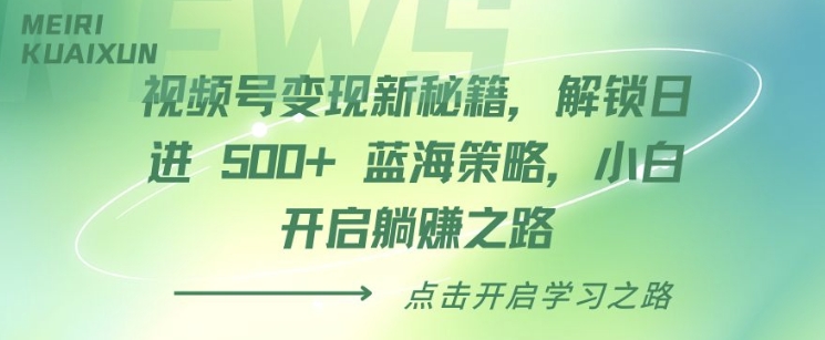 视频号变现新秘籍,解锁日进 5张 蓝海策略,小白开启躺Z之路-冒泡网