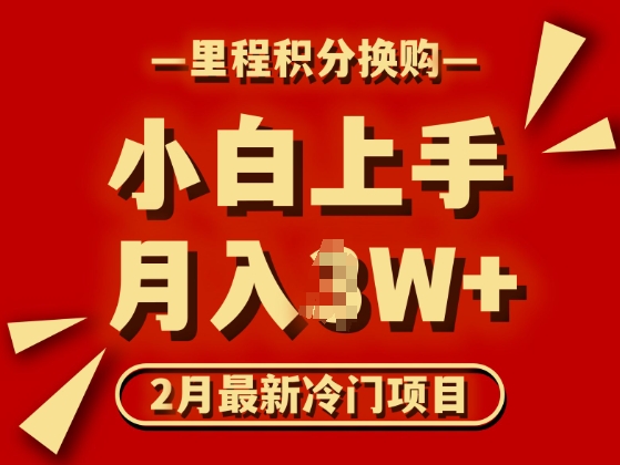2月最新冷门项目,里程积分兑换机票项目,月入过W-冒泡网