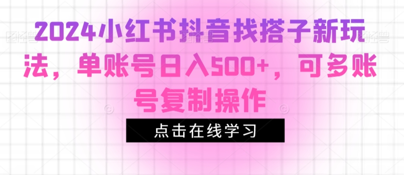 小红书抖音找搭子新玩法，单账号日入500+，可多账号复制操作-冒泡网
