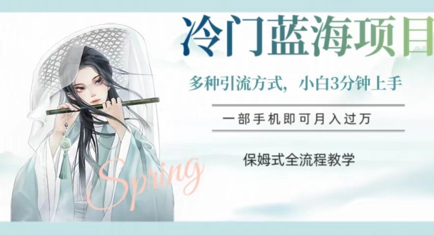 冷门蓝海项目,操作简单,小白3分钟上手,多种引流方式,保姆式全流程教学【揭秘】-冒泡网