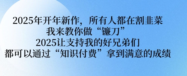 2025年开年新作，所有人都在割韭菜，我来教你做“镰刀” 2025让支持我的好兄弟们都可以通过“知识付费”拿到满意的成绩【揭秘】-冒泡网