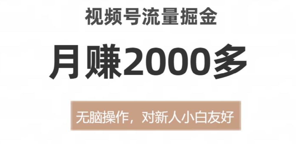视频号流量掘金，月赚2000多，无脑操作，对新人小白友好-冒泡网