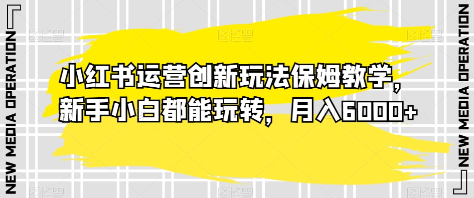小红书运营创新玩法保姆教学,新手小白都能玩转,月入6000+【揭秘】-冒泡网