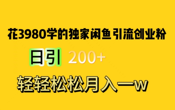 花费3980学的独家闲鱼引流创业粉，日引200+轻轻松松月入一万简单粗暴-冒泡网