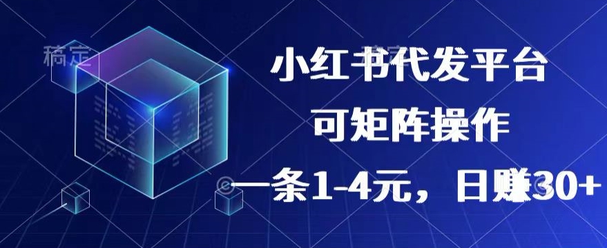 【小红书+抖音】代发平台，一条1~4元，日赚30+的靠谱小项目，可矩阵操作-冒泡网
