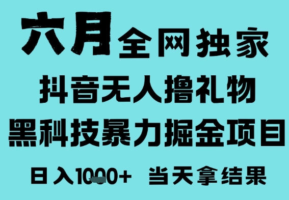 25年6月高爆抖音无人直播最新撸音浪掘金项目，门槛低小白可做，无脑日入1k，可矩阵放大【揭秘】-冒泡网