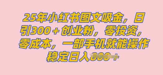 2025年小红书创业粉图文自热教程，日+300创业粉，单日变现多张，无脑操作，宝妈，小白抓紧冲-冒泡网