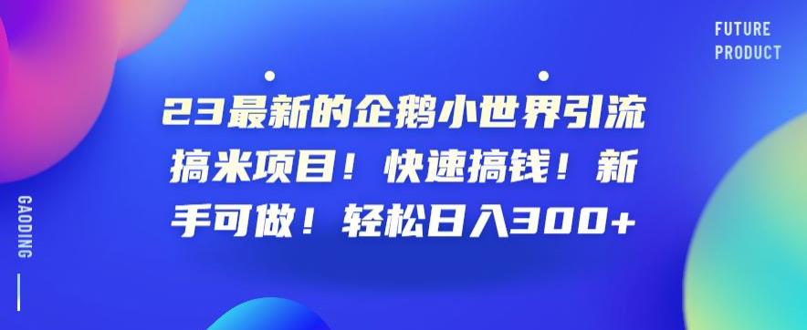 23最新的企鹅小世界引流搞米项目！快速搞钱！新手可做！轻松日入300+【揭秘】-冒泡网