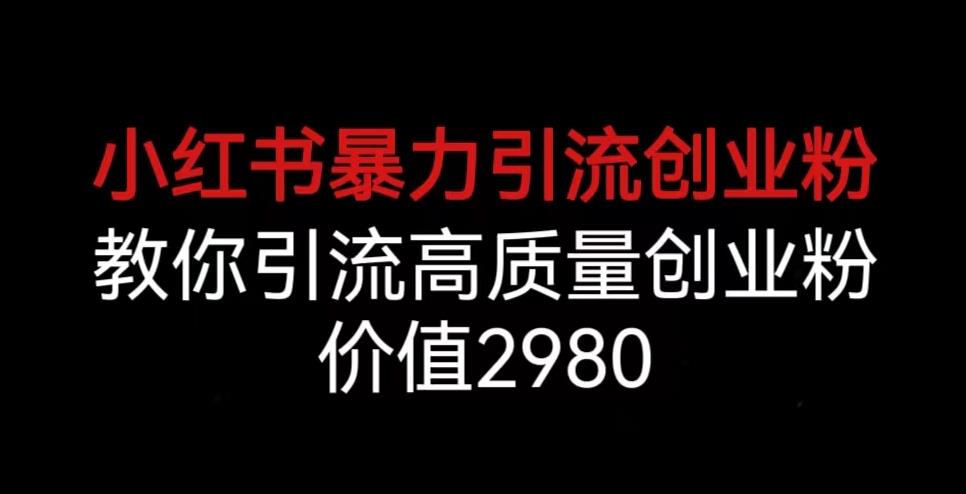 小红书暴力引流创业粉，教你引流高质量创业粉，价值2980【揭秘】-冒泡网