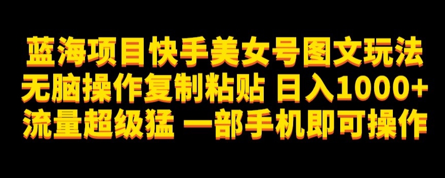 蓝海项目快手美女号图文玩法，无脑操作复制粘贴，日入1000+流量超级猛一部手机即可操作【揭秘】-冒泡网