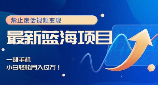 最新蓝海项目，靠禁止废话视频变现，一部手机，小白轻松月入过万！-冒泡网