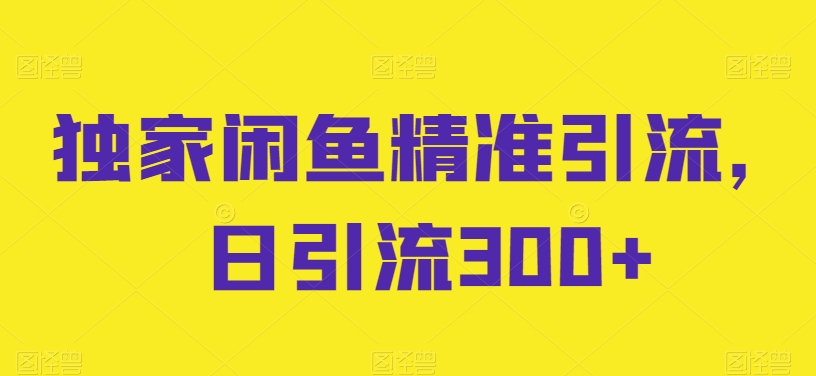 独家闲鱼精准引流,日引流300+【揭秘】-冒泡网