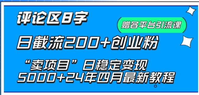 抖音评论区8字日截流200+创业粉 “卖项目”日稳定变现5000+【揭秘】-冒泡网
