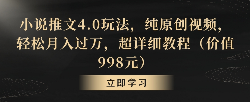小说推文4.0玩法,纯原创视频,轻松月入过万,超详细教程(价值998元)【揭秘】-冒泡网