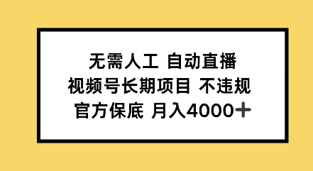 无需人工自动直播,视频号长期项目不违规,官方保底月入4000左右-冒泡网
