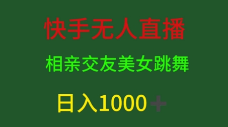 快手无人直播,相亲交友,男粉变现,日入1k-冒泡网