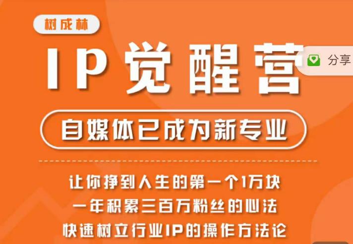 树成林·IP觉醒营，快速树立行业IP的操作方法论，让你赚到人生的第一个1万块（更新）-冒泡网
