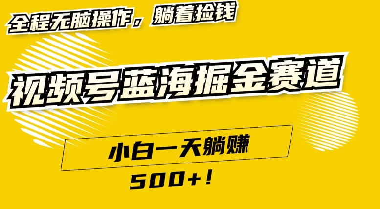视频号蓝海小众赛道，小白一天躺赚500+，全程无脑操作，保姆式教学-冒泡网