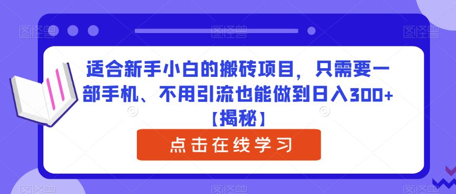 适合新手小白的搬砖项目，只需要一部手机、不用引流也能做到日入300+【揭秘】-冒泡网