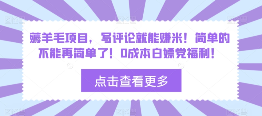 薅羊毛项目，写评论就能赚米！简单的不能再简单了！0成本白嫖党福利！-冒泡网