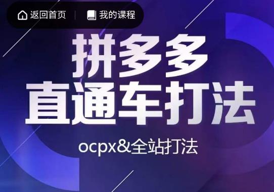 互力·拼多多直通车打法，ocpx&全站打法-冒泡网