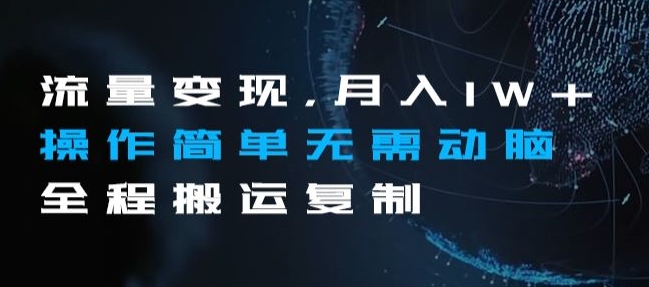 流量变现,月入1W+操作简单无需动脑全程搬运复制【揭秘】-冒泡网