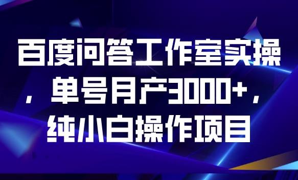 百度问答工作室实操，单号月产3000+，纯小白操作项目【揭秘】-冒泡网