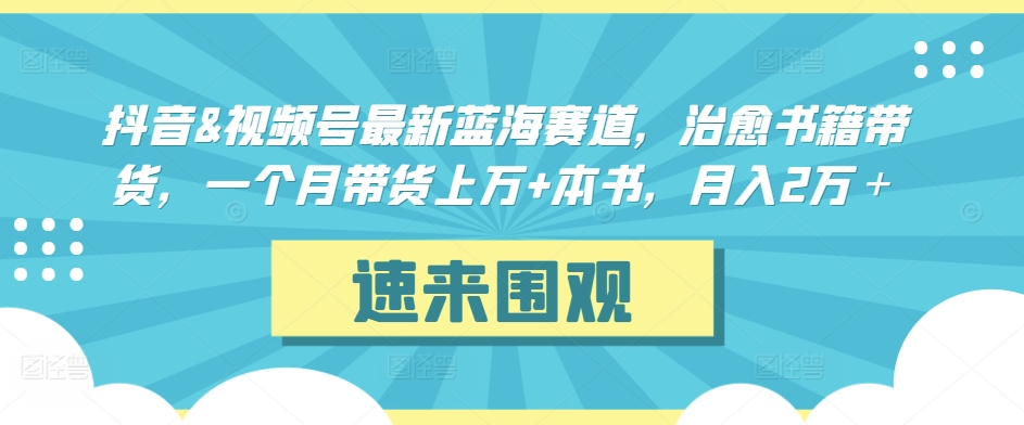抖音&视频号最新蓝海赛道，治愈书籍带货，一个月带货上万+本书，月入2万＋【揭秘】-冒泡网