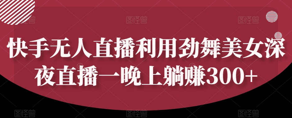 快手无人直播利用劲舞美女深夜直播一晚上躺赚300+-冒泡网