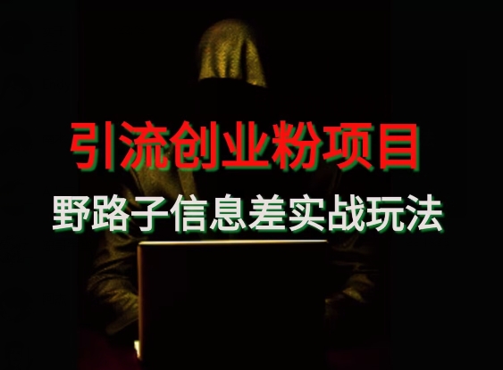 【引流创业粉】野路子信息差玩法实战教学-冒泡网