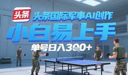 今日头条国际军事AI写作，单号每天轻松3张+-冒泡网