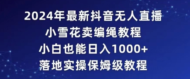 年抖音最新无人直播小雪花卖编绳项目，小白也能日入1000+落地实操保姆级教程【揭秘】-冒泡网