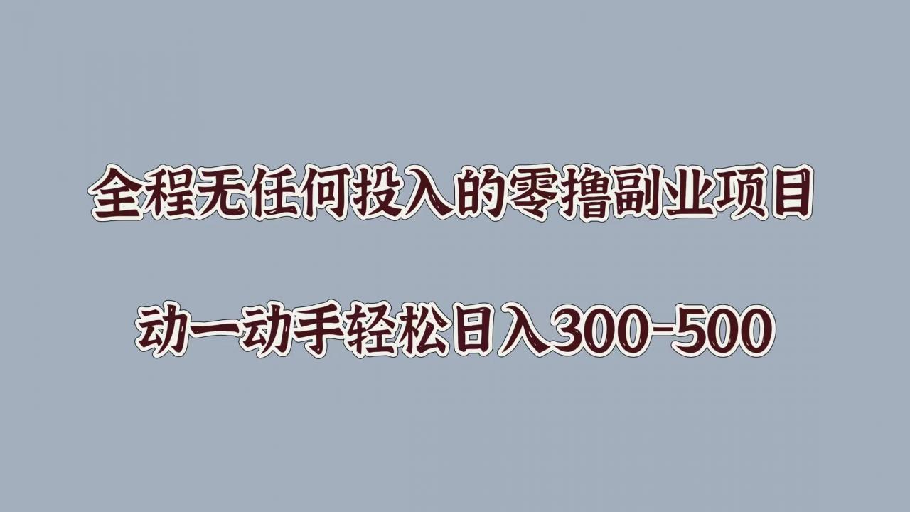 全程无任何投入的零撸副业项目，动一动手轻松日入几张-冒泡网