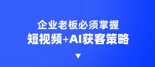 企业短视频AI获客霸屏流量课,6步短视频+AI突围法,3大霸屏抢客策略-冒泡网