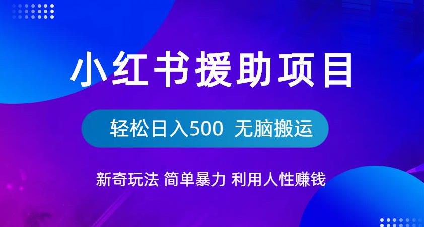 小红书援助项目新奇玩法，简单暴力，无脑搬运轻松日入500【揭秘】-冒泡网