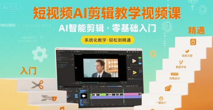 短视频AI剪辑教学视频课,入门到精通-冒泡网