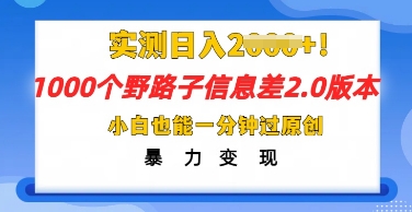 2025抖音1000个野路子信息差最新玩法,一分钟过原创,暴力变现月入几k-冒泡网