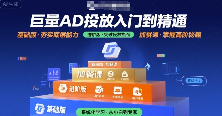 巨量AD投放入门到精通,基础版+进阶版+加餐课-冒泡网