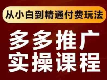 拼多多推广实操课程，从小白到精通付费玩法-冒泡网