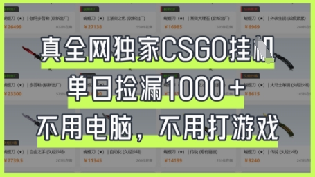 真全网独家CSGO挂G,单日捡漏1k+【揭秘】-冒泡网