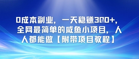 0成本副业，一天稳入3张，全网最简单的咸鱼小项目，人人都能做【附带项目教程】-冒泡网