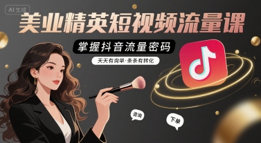 美业精英短视频流量课,掌握抖音流量密码,天天有询单,条条有转化-冒泡网