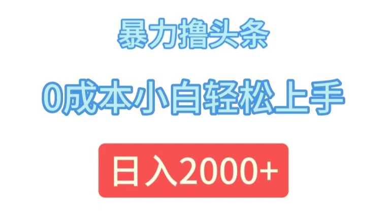 暴力撸头条,0成本小白轻松上手,日入2k-冒泡网